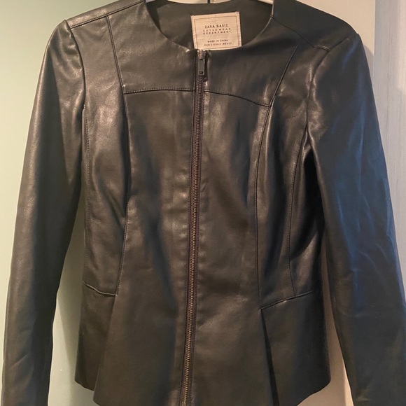 Zara Basic Leather Jacket - Picture 1 of 4